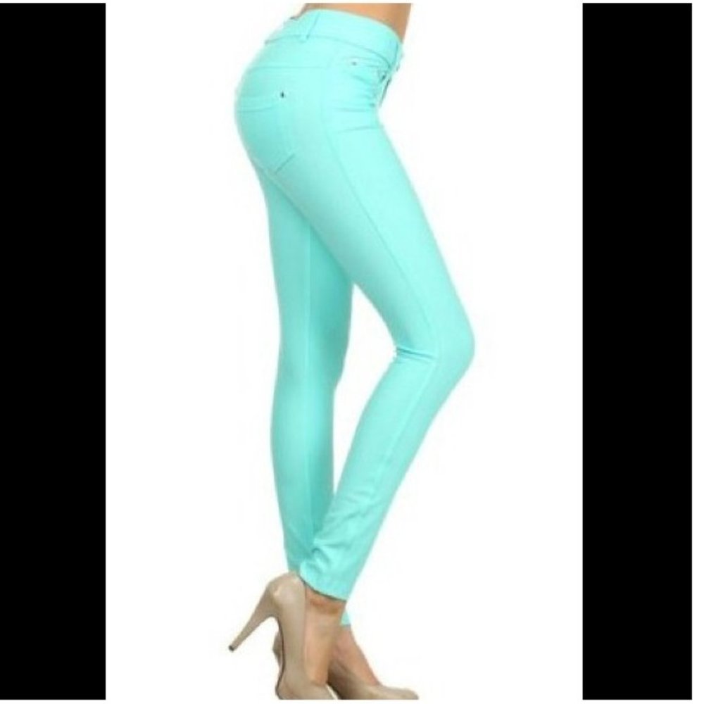 Turquoise Stretch Jeggings Leggings New NWT S/M